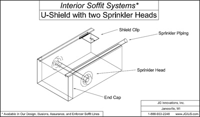 Interior Soffit Systems U-Shield with two sprinkler heads